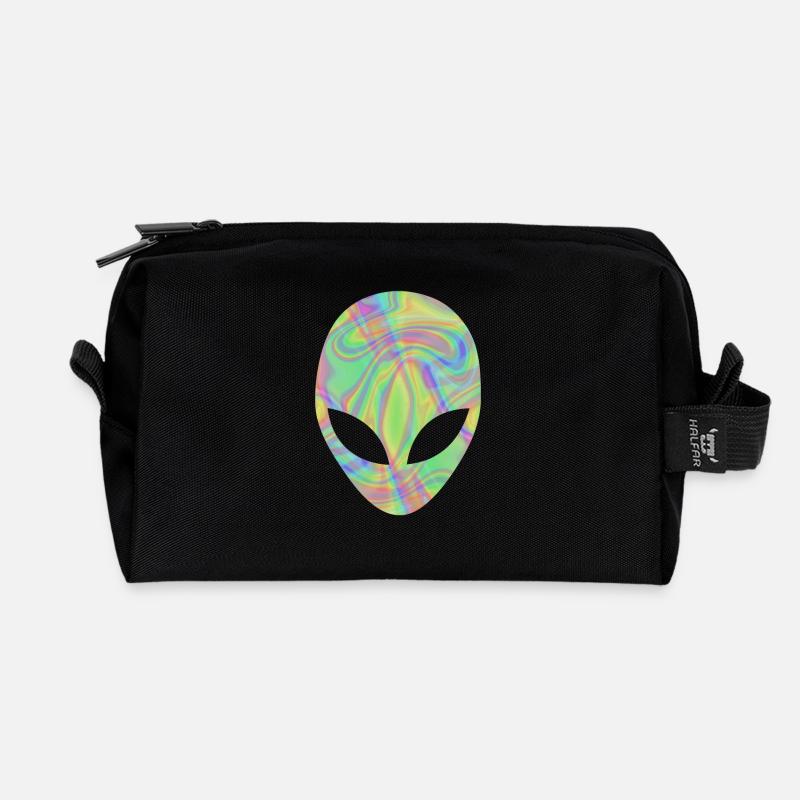 Alien Head Extra Terrestrial Green Hologram - Recycelte Kulturtasche - Schwarz