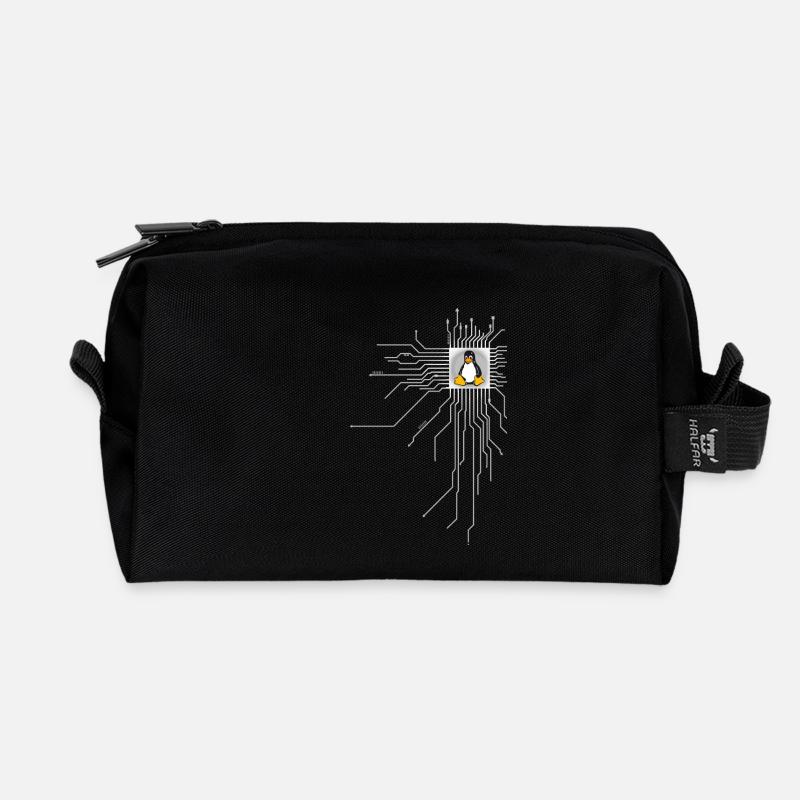 platine pingouin Core Coeur Ordinateur pc Nerd program - Trousse de toilette en tissu recyclé - noir