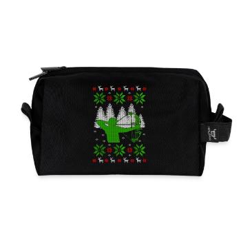 bow hunting ugly christmas jumper - Recycled Toiletry Zip Bag - black - Front