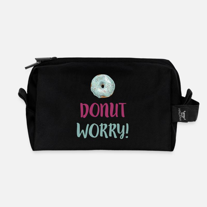 Donut worry - lustiger Spruch - Recycelte Kulturtasche - Schwarz