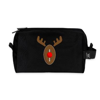 Reindeer Football Christmas - Reindeer Football - Recycled Toiletry Zip Bag - black - Front