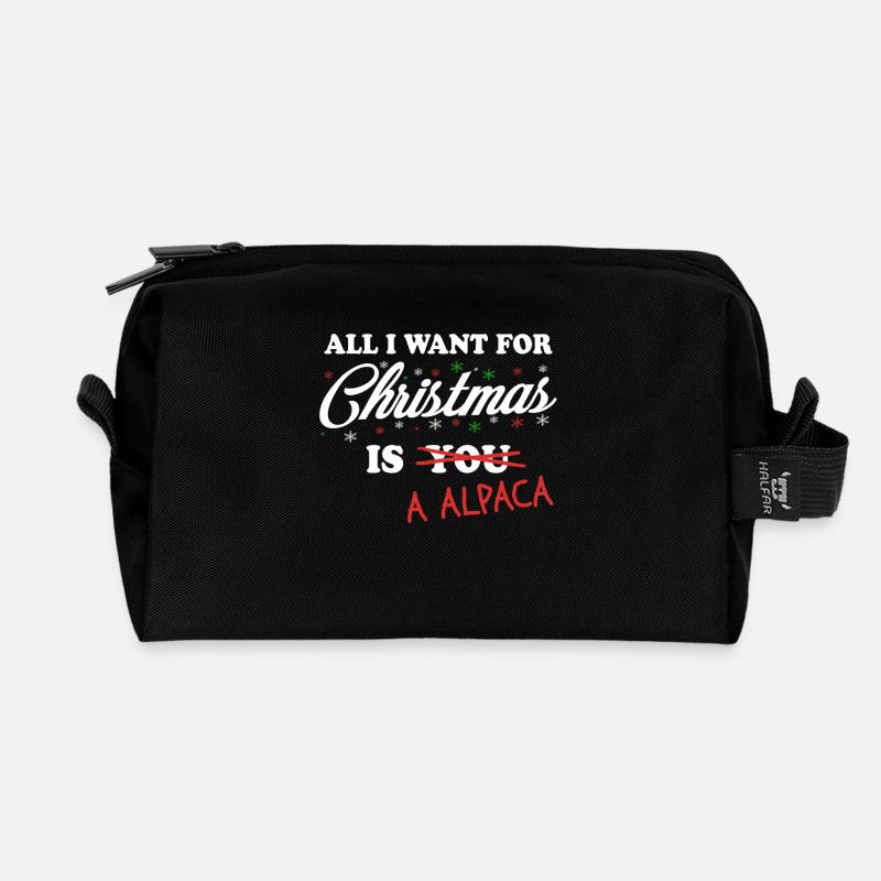All I Want For Christmas is A Alpaca Alpacka - Recycelte Kulturtasche - Schwarz