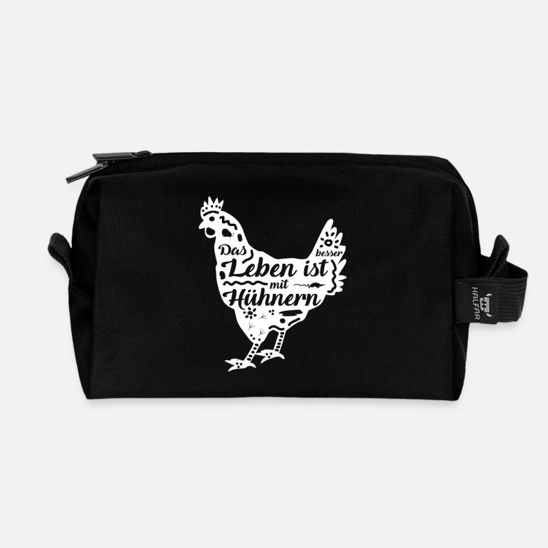 Huhn | Henne | Das Leben ist besser mit Hühnern - Recycelte Kulturtasche - Schwarz