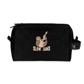 Slow Jams - fun bass guitar sloth gift - Trousse de toilette en tissu recyclé - noir - Devant