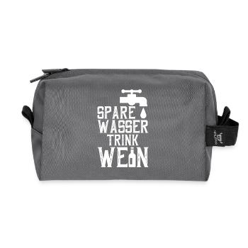 Wasser Wein Lustig Shirt - Geschenk - Recycelte Kulturtasche - Anthrazit - Vorne