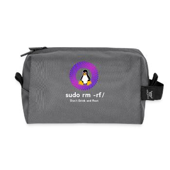 Computer Sys admin Penguin Nerd pc sudo rm -rf cod - Recycled Toiletry Zip Bag - anthracite - Front