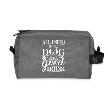All i need is my dog and a good book - Recycelte Kulturtasche - Anthrazit - Vorne