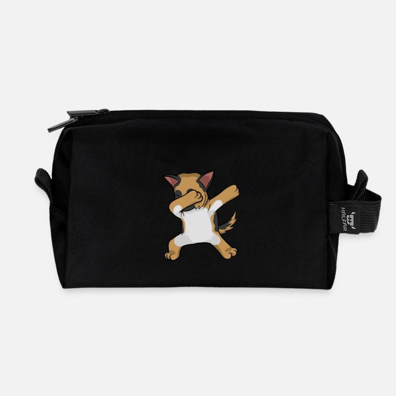 Schäferhund dabbing german sheperd - Recycelte Kulturtasche - Schwarz