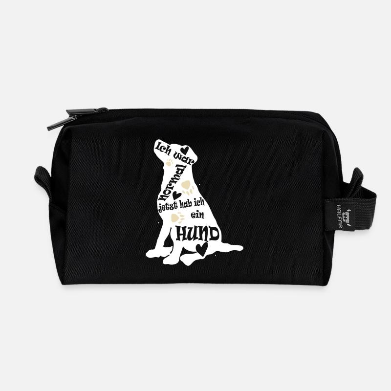 ich war normal jetzt hab ich ein Hund - Recycelte Kulturtasche - Schwarz