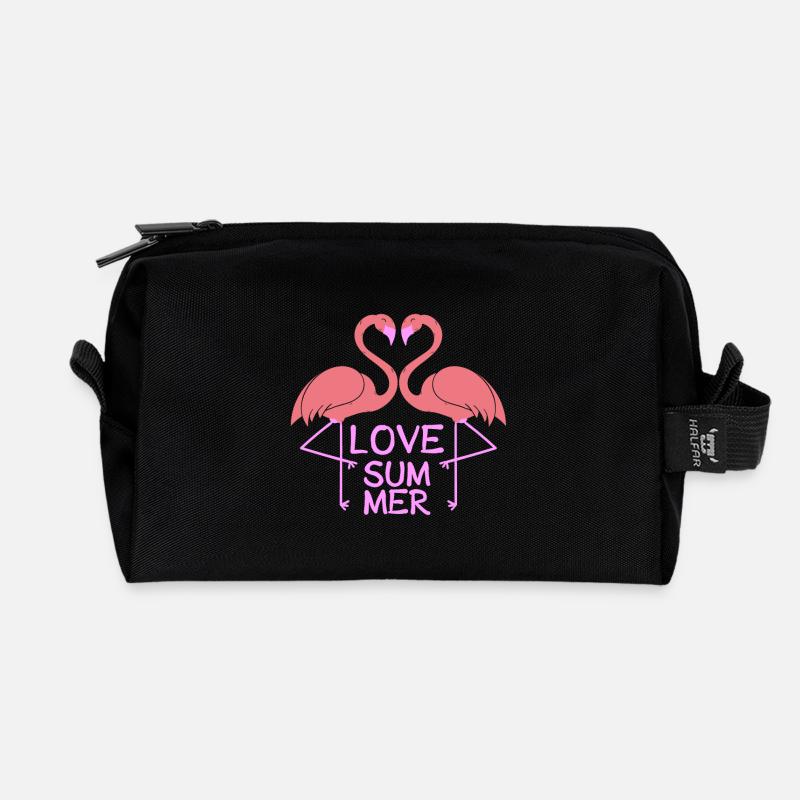 Flamingo Love Summer - Recycelte Kulturtasche - Schwarz