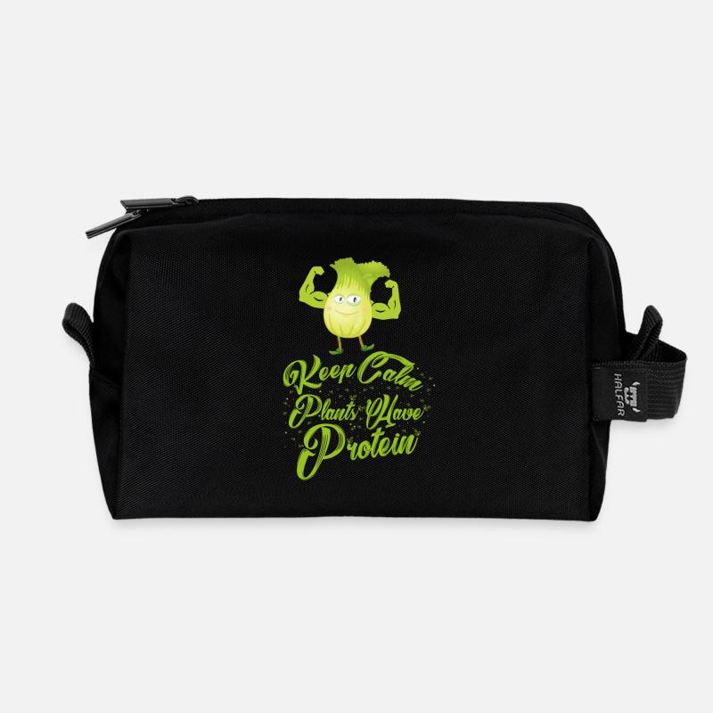 Keep Calm - Plants have Protein - Vegan Shirt - Recycelte Kulturtasche - Schwarz