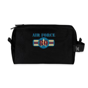 Vintage US Air Force USAF 80 Gift Military - Recycled Toiletry Zip Bag - black - Front