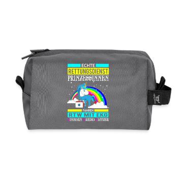 Cadeau de sauvetage princesse Licorne - Trousse de toilette en tissu recyclé - anthracite - Devant