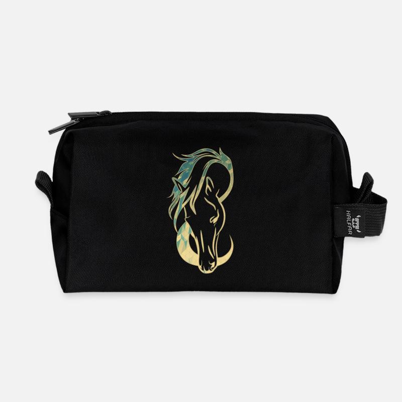 Horse Geometric - Recycled Toiletry Zip Bag - black