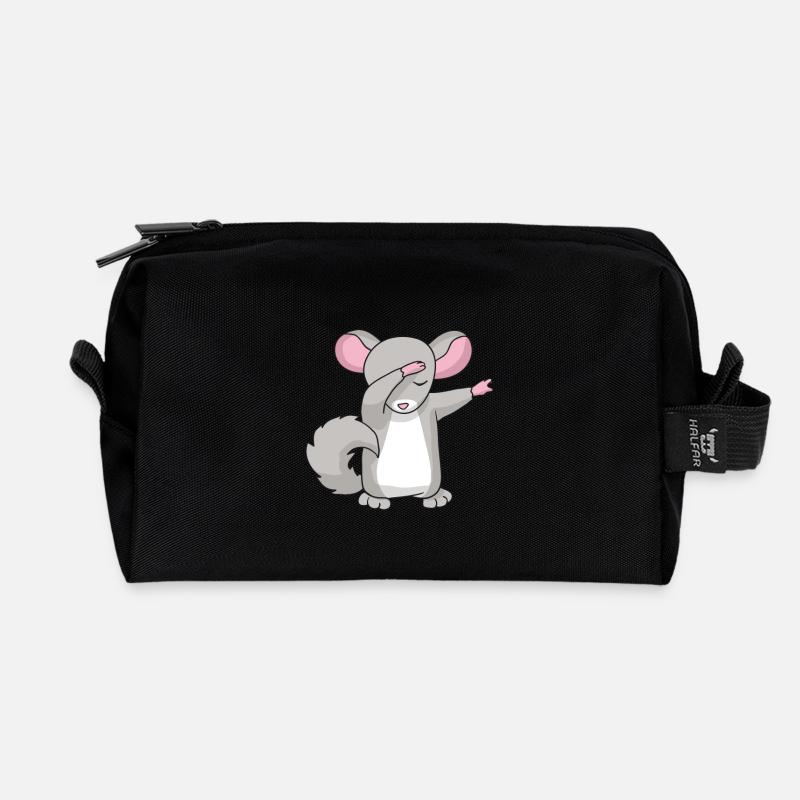 dabbing chinchilla Wollmaus Wollmäuse Dab gift - Recycled Toiletry Zip Bag - black