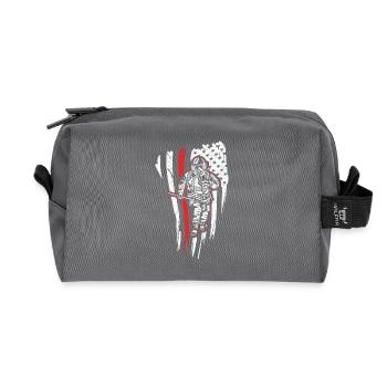 Firefighter USA - fireman hazardous flag design - Recycled Toiletry Zip Bag - anthracite - Front