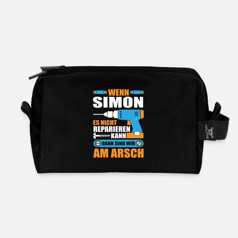SIMON Name Geschenk Reparatur reparieren - Recycelte Kulturtasche - Schwarz