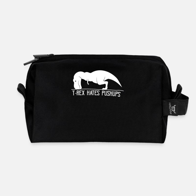 T-Rex don´t like Pushups - Recycelte Kulturtasche - Schwarz