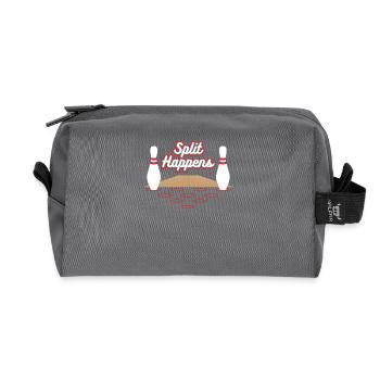 Bowling Tshirt Gift Bowling Fans Friends Split - Recycled Toiletry Zip Bag - anthracite - Front