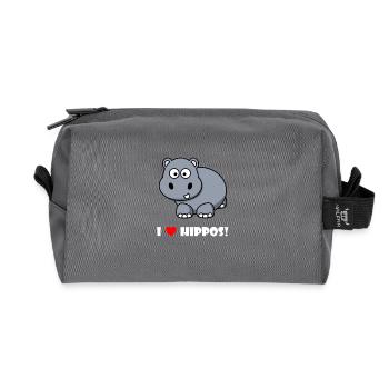 I LOVE HIPPOS # 1 - Recycled Toiletry Zip Bag - anthracite - Front