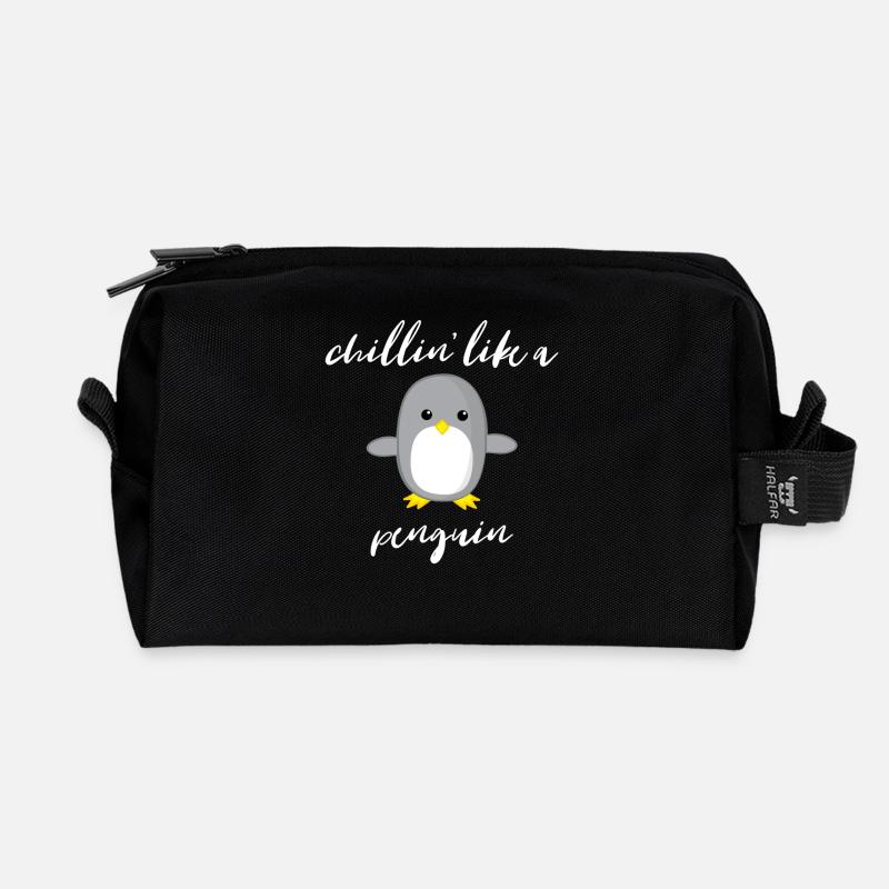 Pinguin - Chill out - Faul - Geschenk - Relax - Recycelte Kulturtasche - Schwarz