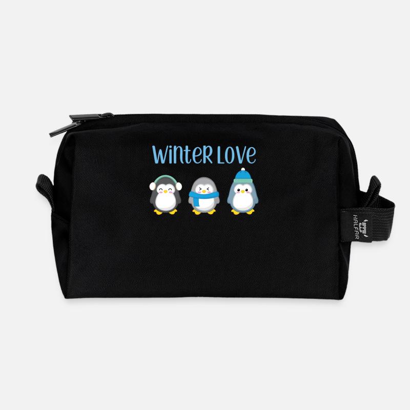 Pinguin - Winter - Geschenk - Süß - Pinguine - Recycelte Kulturtasche - Schwarz