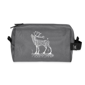 Forest deer in white - Recycled Toiletry Zip Bag - anthracite - Front