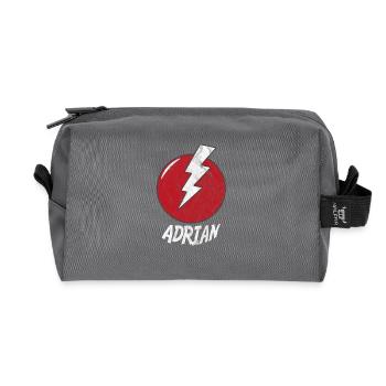 Lightning Name Shirt Superhero Superhero adrian - Recycled Toiletry Zip Bag - anthracite - Front