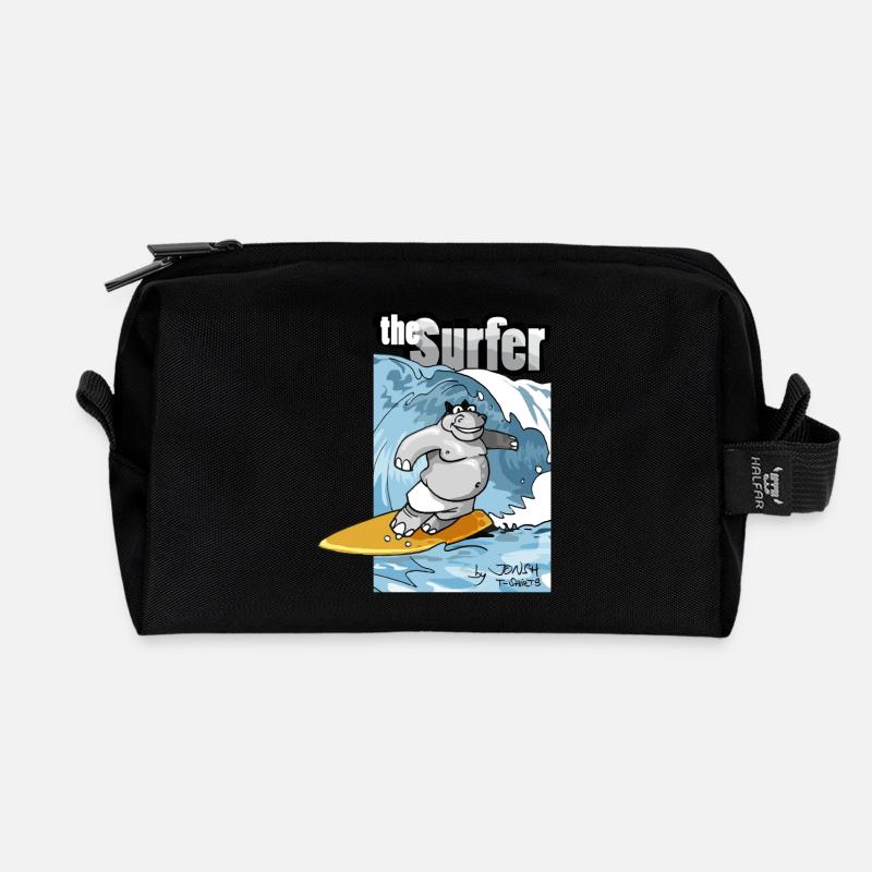 der Surfer - Recycelte Kulturtasche - Schwarz