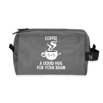 Coffee - Brain - Coffee Drinker - Gift - Recycled Toiletry Zip Bag - anthracite - Front