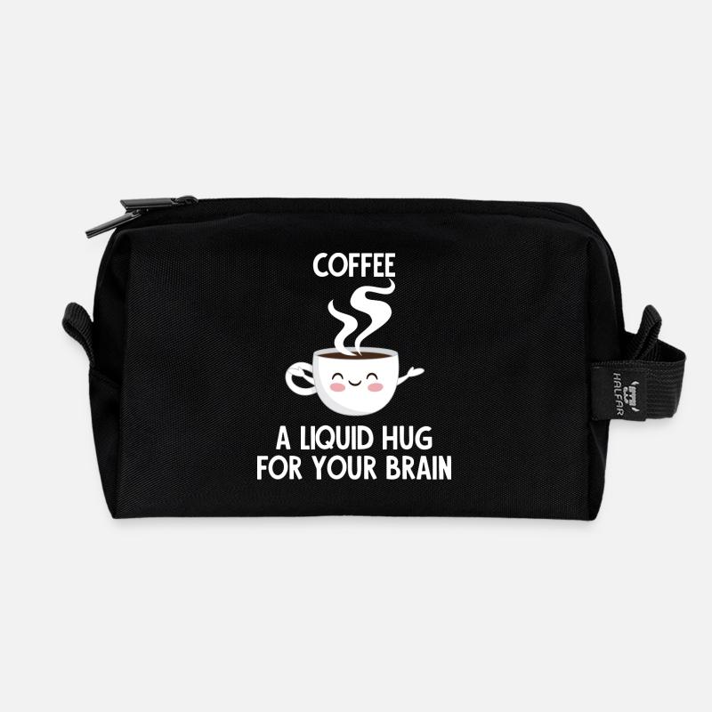 Kaffee - Gehirn - Kaffeetrinker - Geschenk - Recycelte Kulturtasche - Schwarz