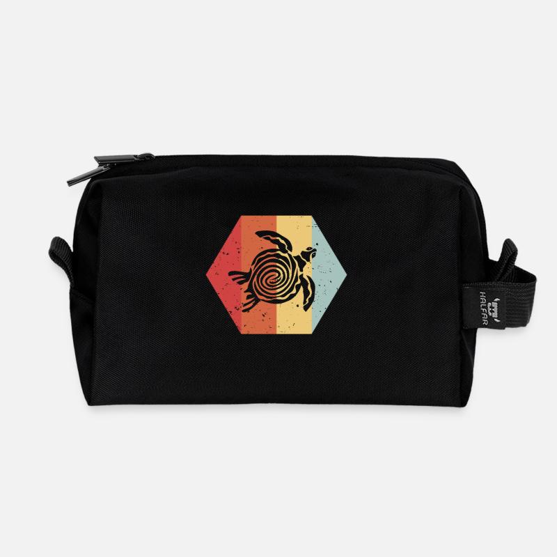 Schildkröte Vintage - Retro Farbig Geschenk - Recycelte Kulturtasche - Schwarz