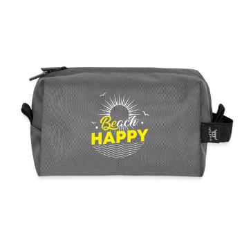 Beach Happy - sun ocean wave lovers - Recycled Toiletry Zip Bag - anthracite - Front