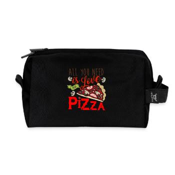 Tout ce dont tu as besoin c'est de l'amour et de la pizza - Trousse de toilette en tissu recyclé - noir - Devant
