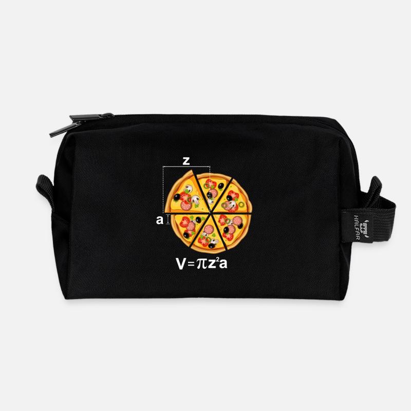 Pizza Motiv Mathe Radius - Recycelte Kulturtasche - Schwarz