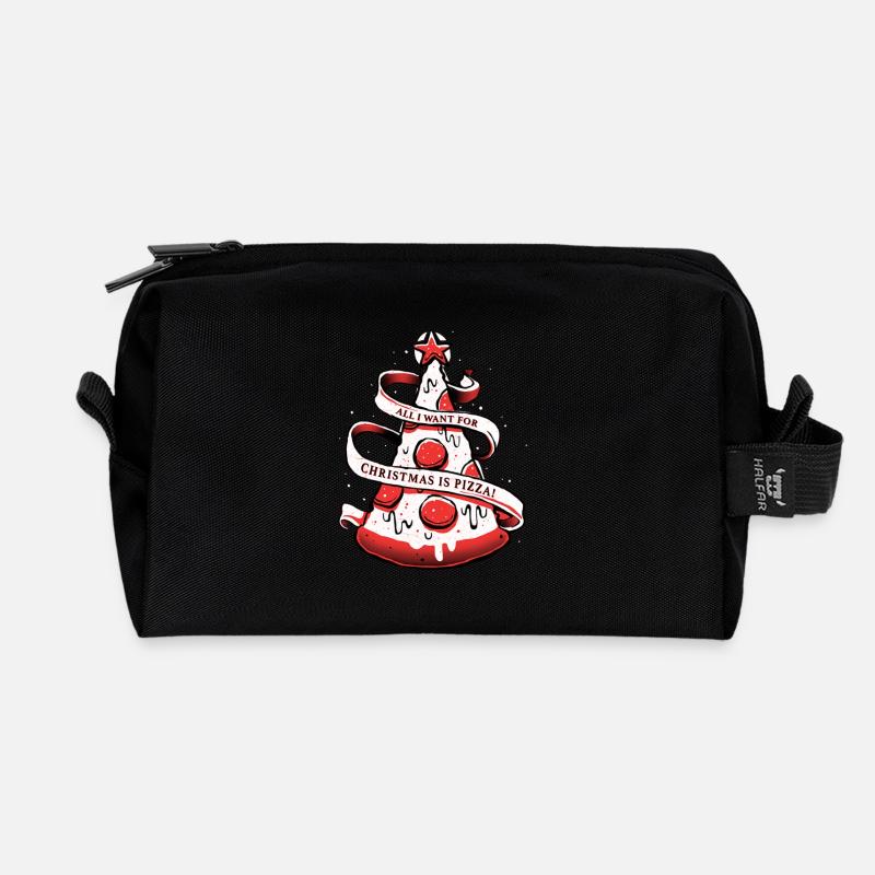 All I Want For Christmas Is Pizza - Recycelte Kulturtasche - Schwarz