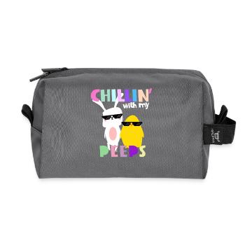 Chillin 'with my peeps - Easter shirt - Recycled Toiletry Zip Bag - anthracite - Front