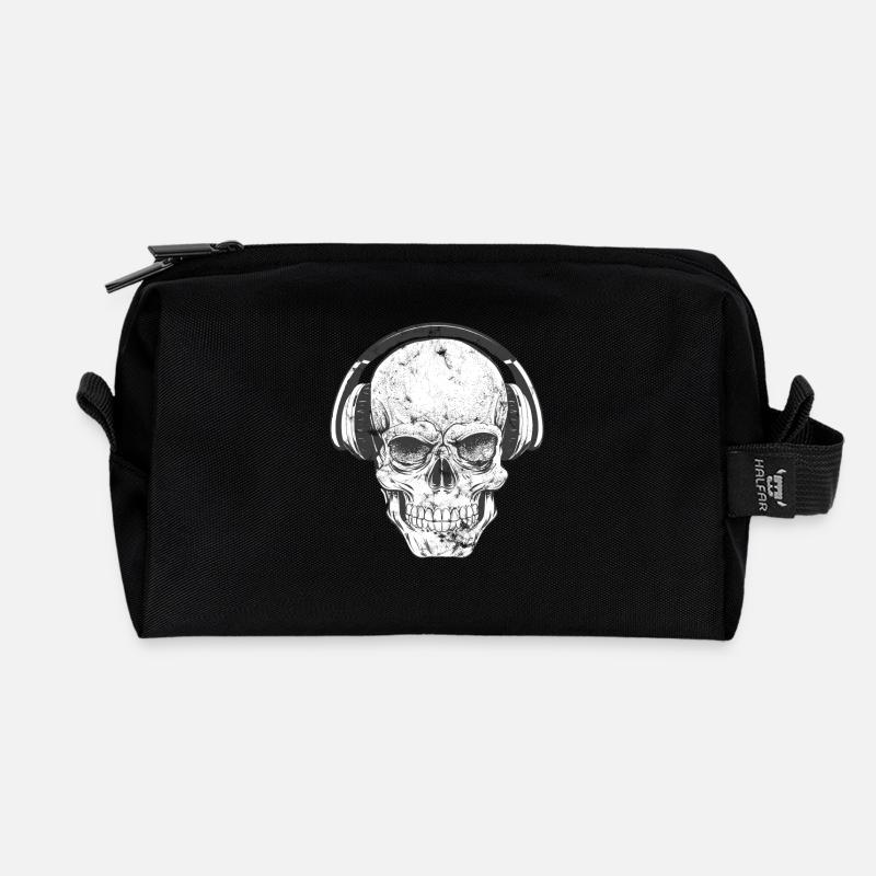 DJ Totenkopf mit Kopfhörer - Recycelte Kulturtasche - Schwarz