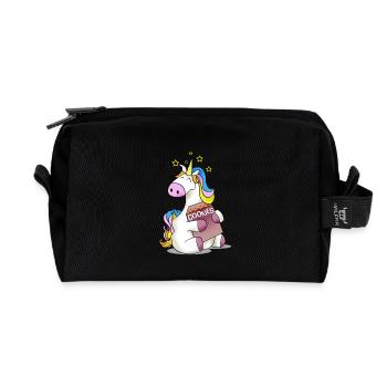 Unicorn gift biscuits food kawaii cute girl - Recycled Toiletry Zip Bag - black - Front