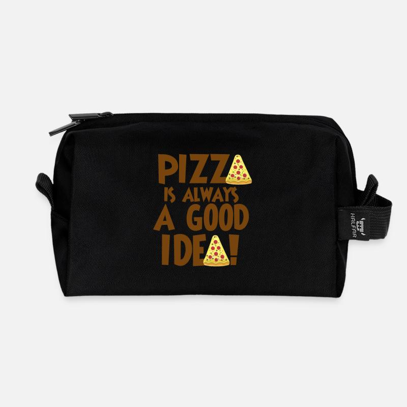 Pizza is always a good idea - Recycelte Kulturtasche - Schwarz