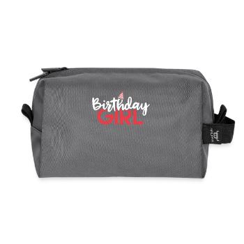Chemise anniversaire fille - cadeau - Trousse de toilette en tissu recyclé - anthracite - Devant