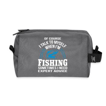 When I'm Fishing I Need Expert Advice - Recycled Toiletry Zip Bag - anthracite - Front