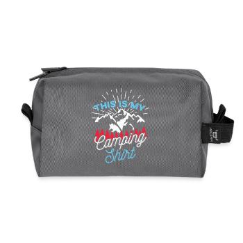 Funny Camping Shirt Gift for Camper Outdoor - Recycled Toiletry Zip Bag - anthracite - Front