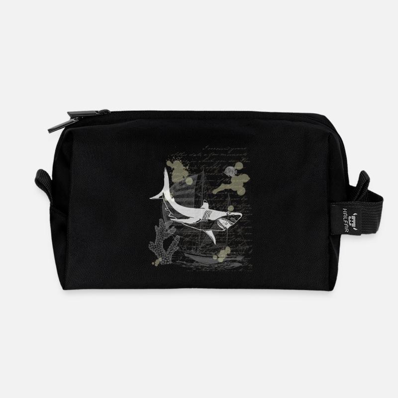 Vintage Steampunk Shark - Recycelte Kulturtasche - Schwarz