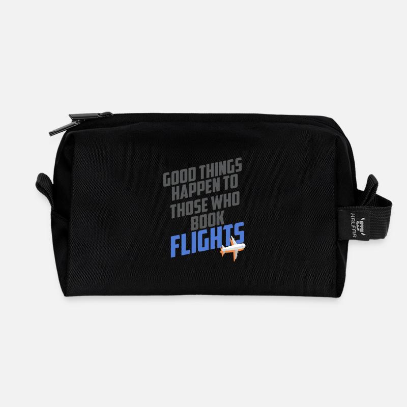 Good Things Happen To Those Who Book Flights - Recycelte Kulturtasche - Schwarz