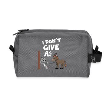 Donkey horse mouse i dont give a funny funny fun ne - Recycled Toiletry Zip Bag - anthracite - Front