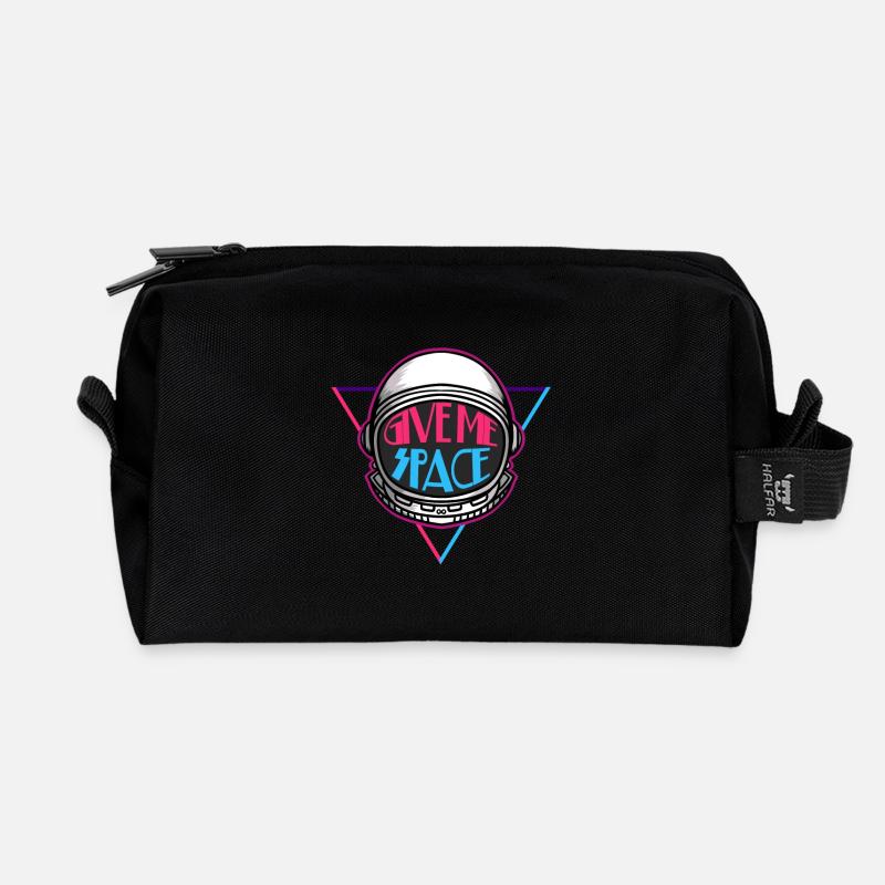 Space - space - space - space - saying - Recycled Toiletry Zip Bag - black