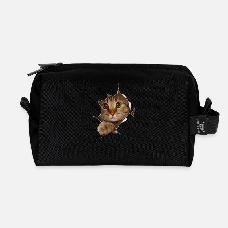 Süßes 3D Kätzchen Katze - Geschenk - Recycelte Kulturtasche - Schwarz
