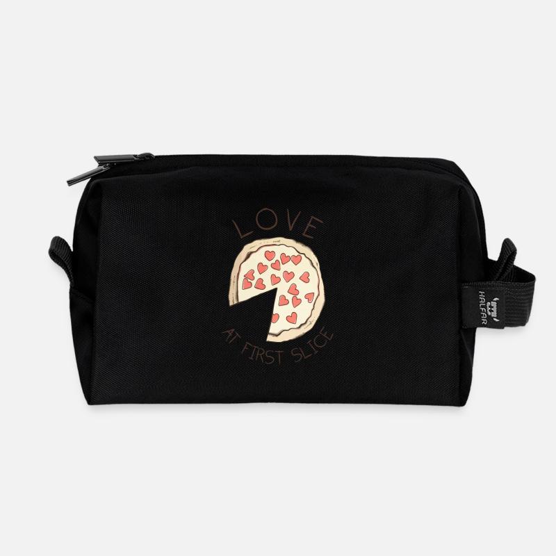 Pizza Love At First Slice - Recycled Toiletry Zip Bag - black