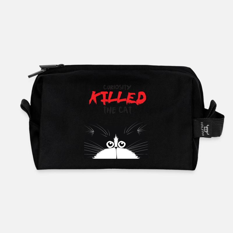 Neugierige Katze - Recycelte Kulturtasche - Schwarz